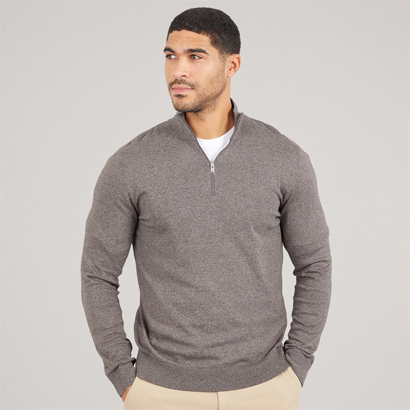 1 4 Zip Knit Jumper Morel