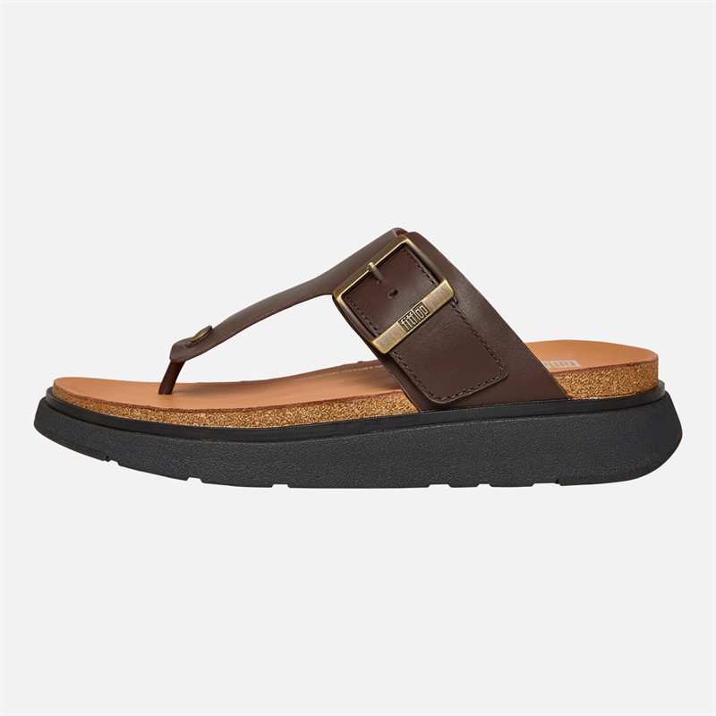 Gen FF Buckle Toe Post Sandals Chocolate Brown