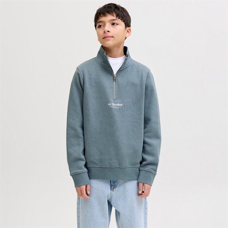 Buy JACK & JONES Boys Soho Quarter Zip Sweatshirt Blue Mirage