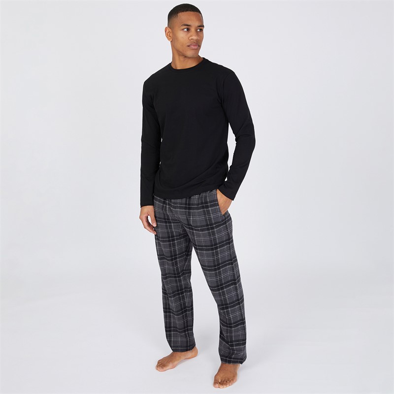 Woolfie Long Sleeve Lounge Top Checked Flannel Pants