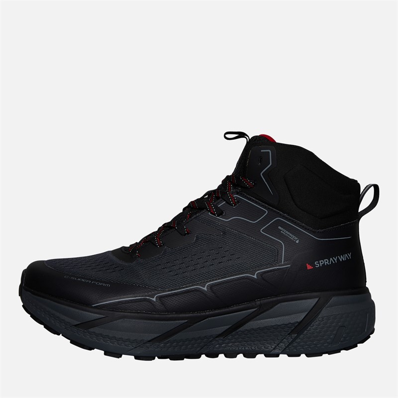 Mens Higger Mid Hydrodry Waterproof Trail Walking Boots Black/Charcoal/Tango Red