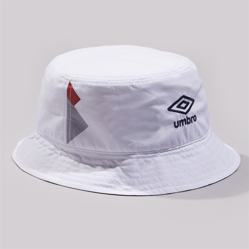 Buy Umbro Mens Olympico Bucket Hat White/Vermillion/Dark Navy