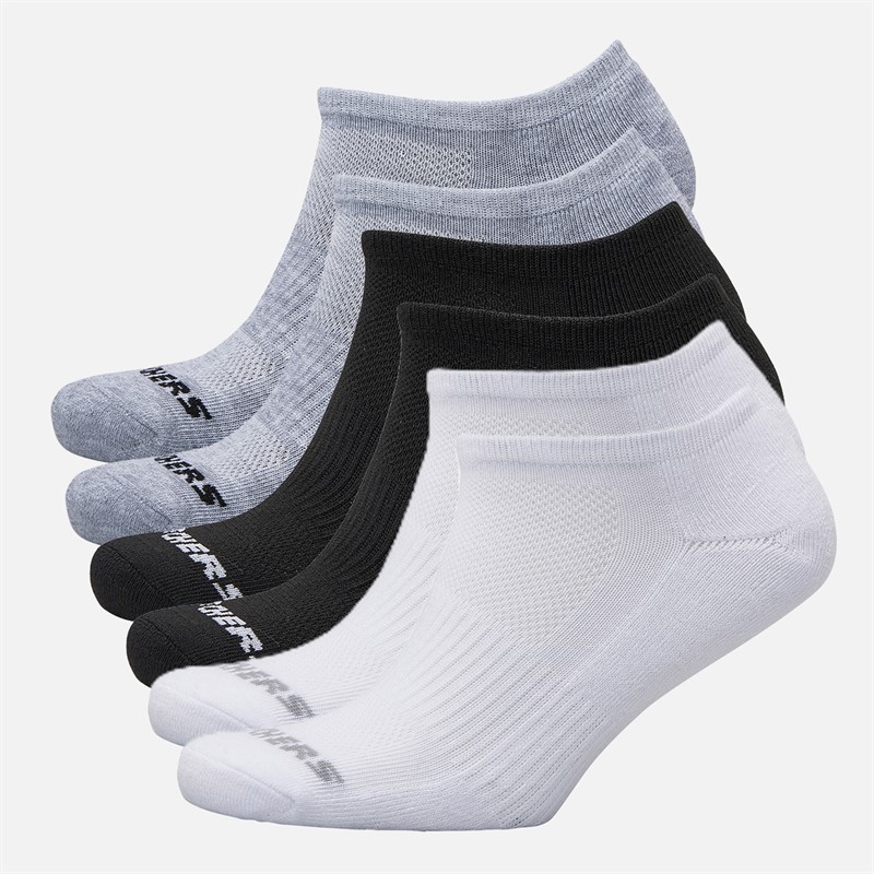 Six Pack No Show Socks White Black Grey