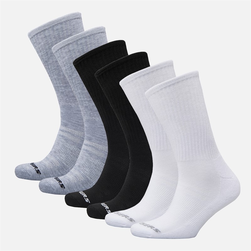 Six Pack Crew Socks White Black Grey